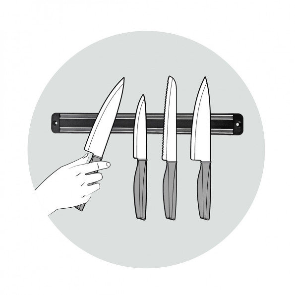 Support magnétique pour couteau noir