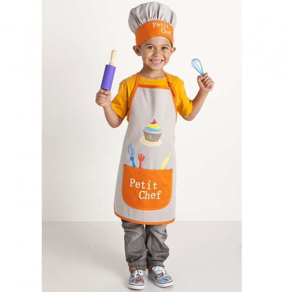 Tablier Enfant + Chapeau de Chef Tablier de Cuisine Réglable pour